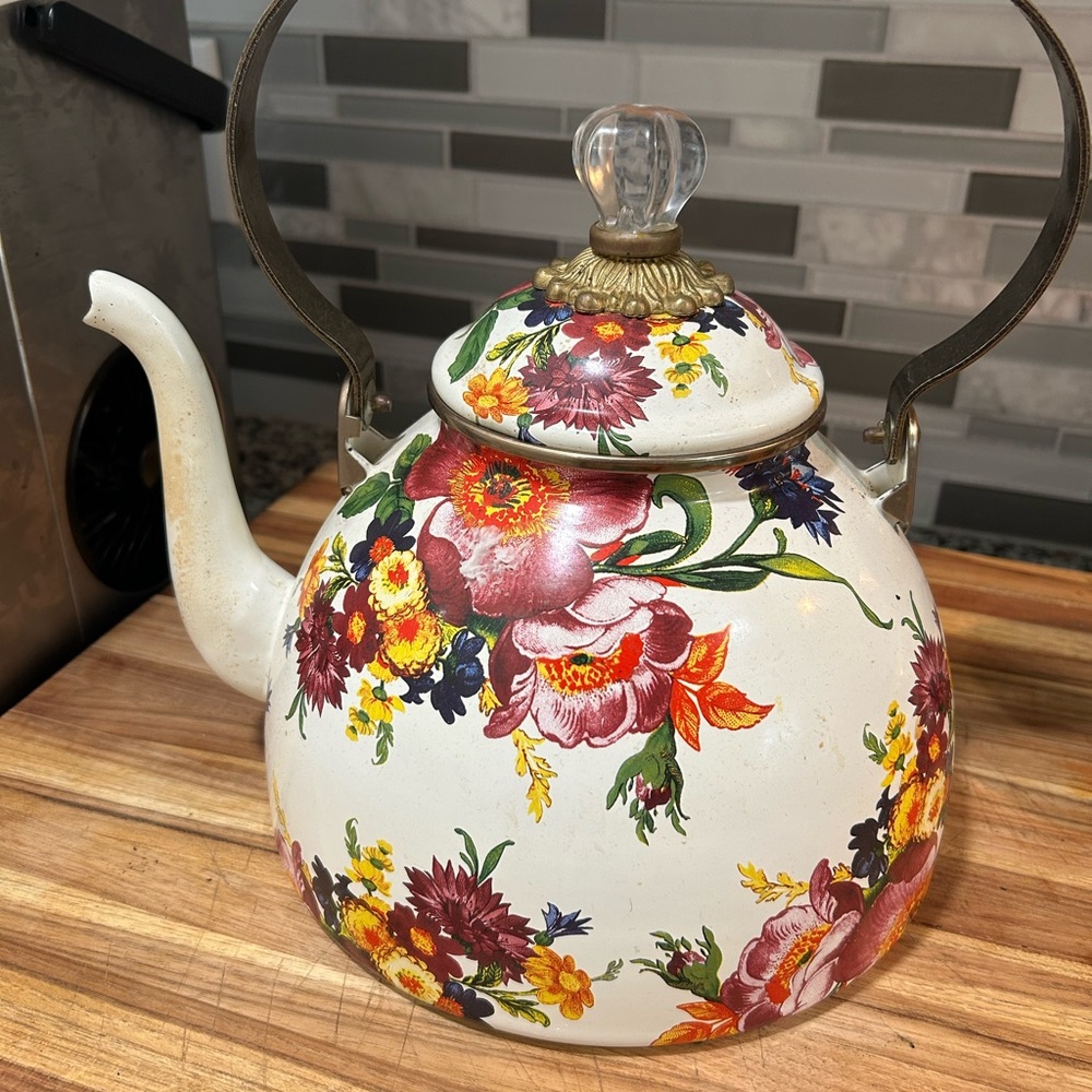 MacKenzie-Childs Floral Enamel Teapot with Handle